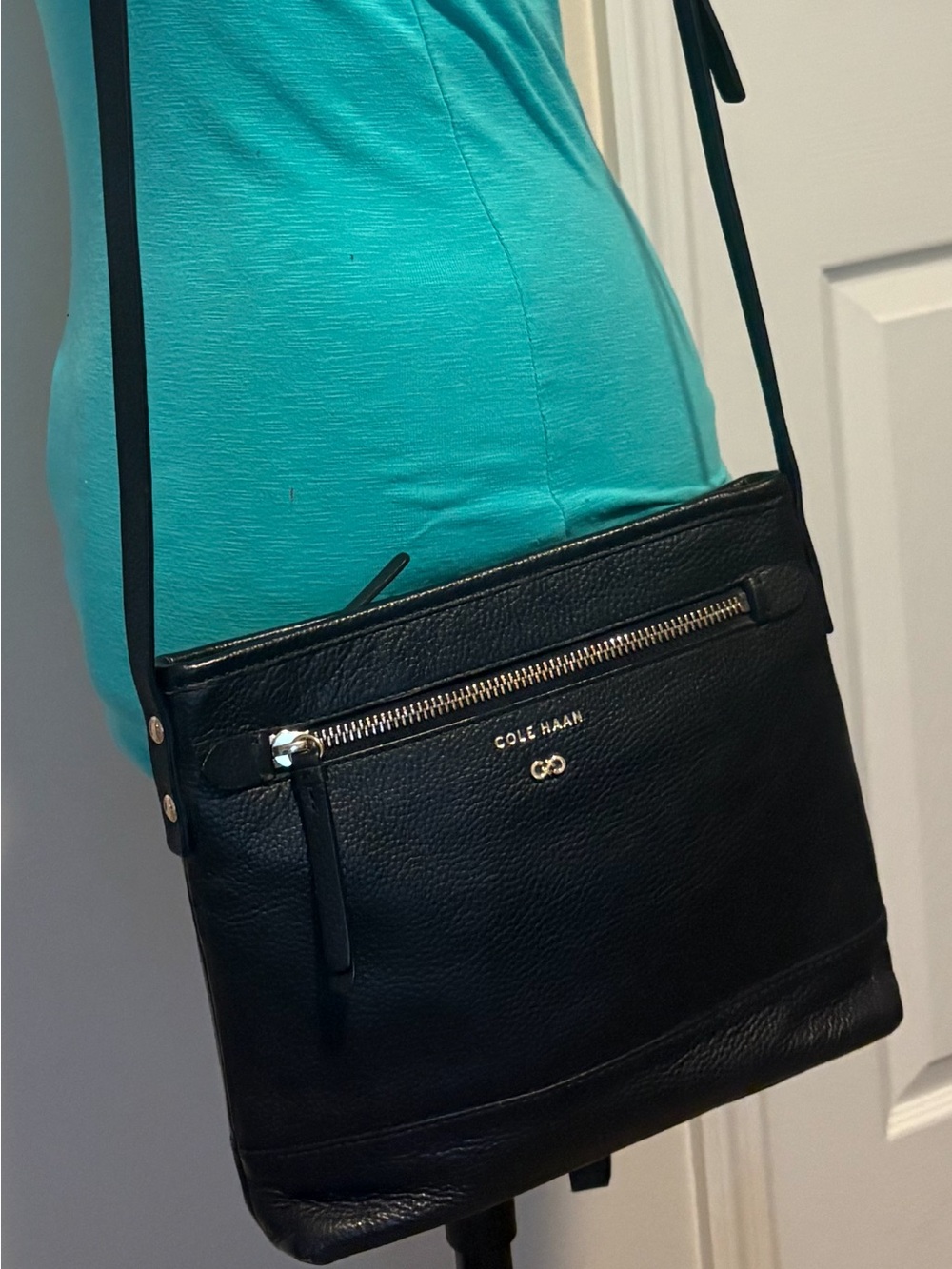 Cole Haan Black Pebbled Leather Crossbody